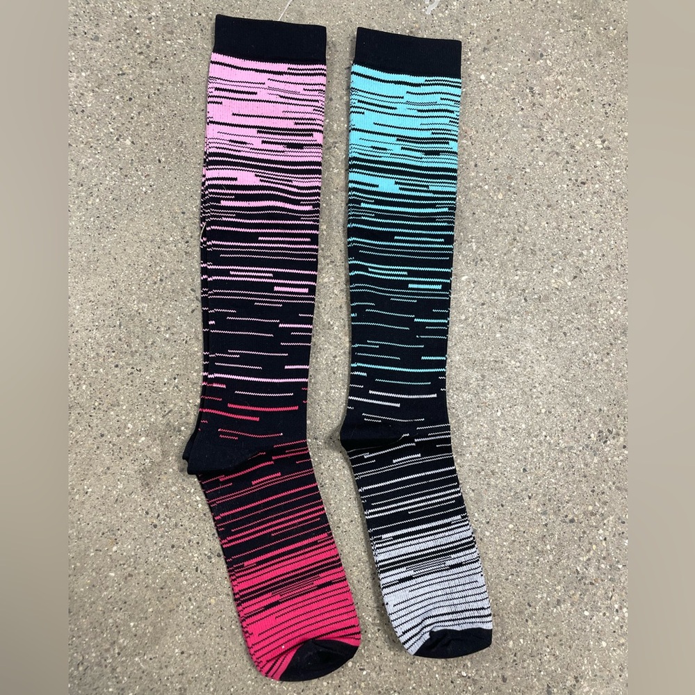 2 Pair Knee High Compression Socks - Circulation Support Diabetic Active Hiking
